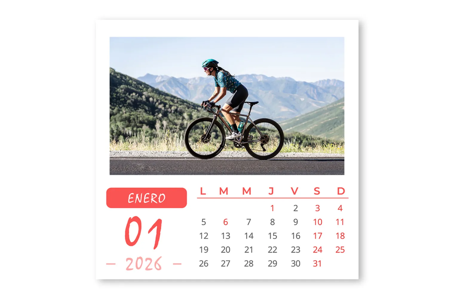 Calendario Sobremesa Rojo