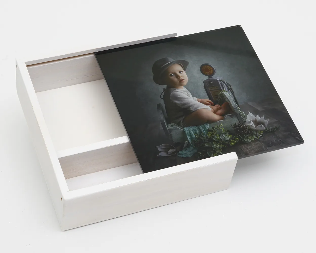 Cajas de madera con hueco - Tapa de madera con Foto