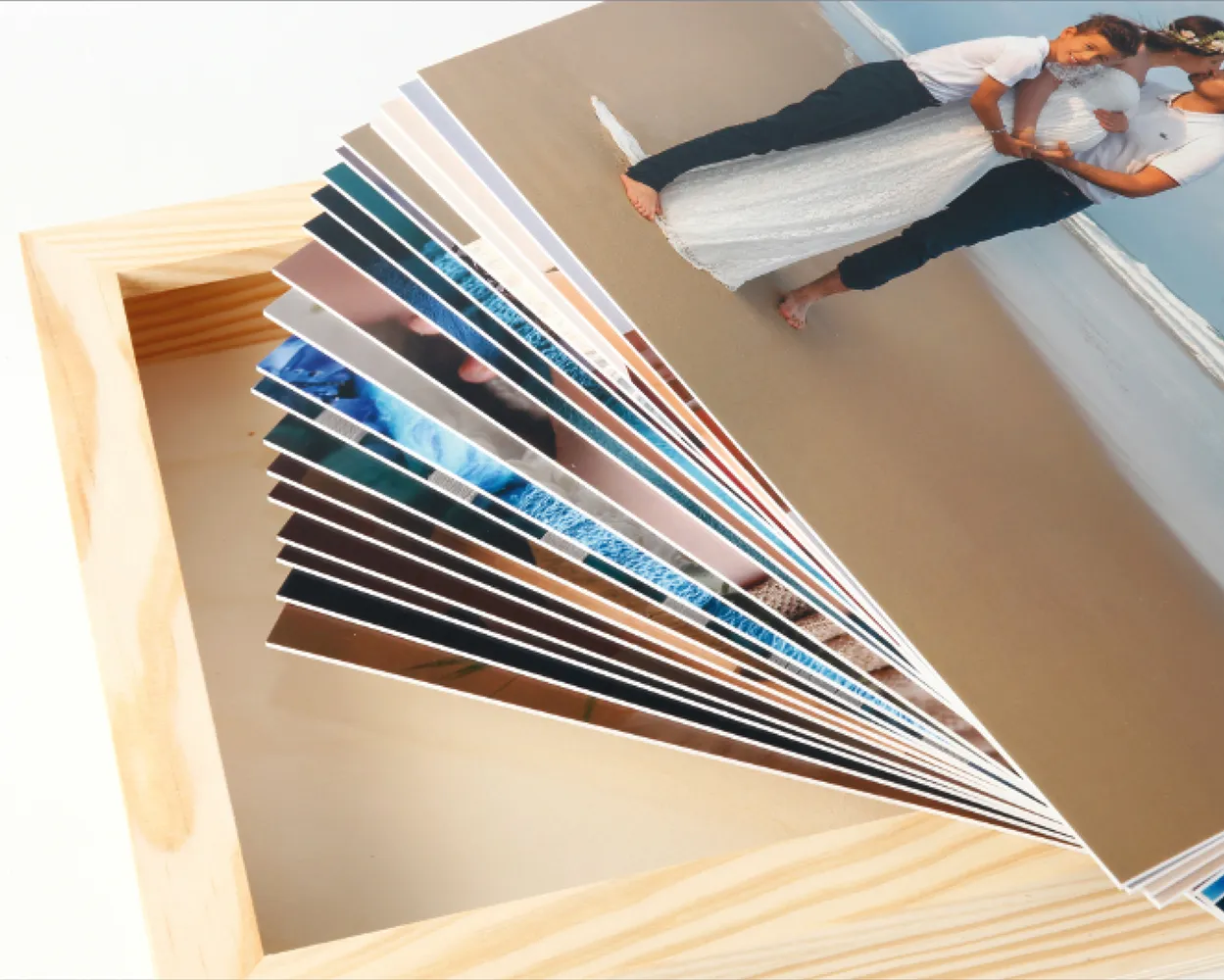 Caja madera marco<br>Fotos sobre cartulina rigida