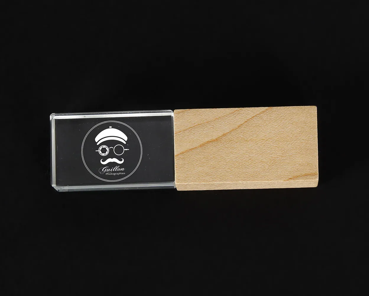 USB Cristal madera - metal